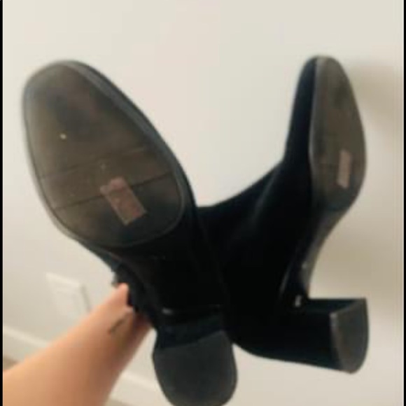 Black velvet booties with chunky heel(2”) - Picture 2 of 3